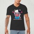 Adorable Book Lover Cow With Reading Glasses Cute Men's V-Neck T-Shirt