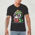 Adorable Book Lover Iguana With Reading Glasses Cute Men's V-Neck T-Shirt