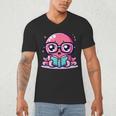 Adorable Book Lover Octopus With Reading Glasses Cute Men's V-Neck T-Shirt Adorable Book Lover Octopus With Reading Glasses Cute Men's V-Neck T-Shirt
