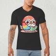 Adorable Book Lover Parrot With Reading Glasses Cute Men's V-Neck T-Shirt