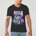 Adorable Book Lover Valkyrie With Reading Glasses Cute Men's V-Neck T-Shirt