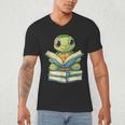 Adorable Turtle Reading Books Men's V-Neck T-Shirt