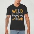 Animal Print Read A Book Character Kids Wild About Reading Men's V-Neck T-Shirt Animal Print Read A Book Character Kids Wild About Reading Men's V-Neck T-Shirt
