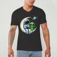 Astronaut Reading Book To Alien Shirt Moon Space Lover Kids Men's V-Neck T-Shirt