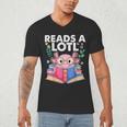 Axolotl Books Readsalotl Reading Bookworm Boys Girls Men's V-Neck T-Shirt