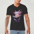 Axolotl Bookworm Reading Book Kawaii Graphic Men's V-Neck T-Shirt