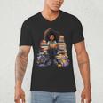 Back To School Afro Melanin Girl Reading Book Bookworm Men's V-Neck T-Shirt