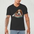Basset Hound Books Dog Breed Graphic Men's V-Neck T-Shirt