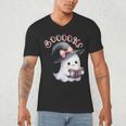 Boo Ghost Books Coquette Bow Halloween Women School Teacher Men's V-Neck T-Shirt