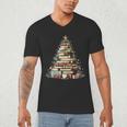 Book Christmas Tree Books Lovers Xmas Teacher Men Women Kids Men's V-Neck T-Shirt