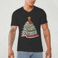 Book Christmas Tree For Librarians Book Lovers Men's V-Neck T-Shirt