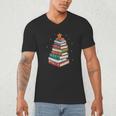 Book Christmas Tree Book Lover Teacher Librarian Men Women Men's V-Neck T-Shirt Book Christmas Tree Book Lover Teacher Librarian Men Women Men's V-Neck T-Shirt