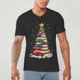 Book Christmas Tree Book Lover Teacher Librarian Men's V-Neck T-Shirt Book Christmas Tree Book Lover Teacher Librarian Men's V-Neck T-Shirt