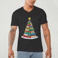 Book Christmas Tree Xmas Lights Book Lover Teacher Librarian Men's V-Neck T-Shirt Book Christmas Tree Xmas Lights Book Lover Teacher Librarian Men's V-Neck T-Shirt
