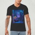 Book Library Bookshelf Armchair Window Pattern Print Men's V-Neck T-Shirt