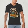 Book Lover Racoon Reading Bookish Library Read Books Be Kind Men's V-Neck T-Shirt