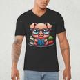 Book Lover Reading Pig Men's V-Neck T-Shirt