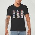 Book Lover Teacher Snowman Reading Books Christmas Winter Men's V-Neck T-Shirt