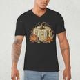 Book Pumpkin Fall Reading Thanksgiving Teacher Librarian Men's V-Neck T-Shirt