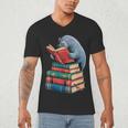 Book Reading Book Reader Manatees Sea Animal Sea Cow Manatee Men's V-Neck T-Shirt Book Reading Book Reader Manatees Sea Animal Sea Cow Manatee Men's V-Neck T-Shirt