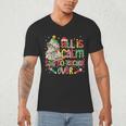 Book Tree All Is Calm Said No Teacher Ever Christmas Men's V-Neck T-Shirt