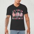All Booked For Christmas Book Coffee Latte Gingerbread Men's V-Neck T-Shirt All Booked For Christmas Book Coffee Latte Gingerbread Men's V-Neck T-Shirt