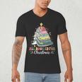 All Booked For Christmas Book Tree Lights Christmas Library Men's V-Neck T-Shirt All Booked For Christmas Book Tree Lights Christmas Library Men's V-Neck T-Shirt