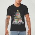 All Booked For Christmas Coquette Books Teacher Xmas Tree Men's V-Neck T-Shirt