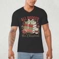 All Booked For Christmas Coquette Xmas Book Club Book Lovers Men's V-Neck T-Shirt