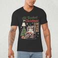 All Booked For Christmas Cute Bookish Cat Lover Men's V-Neck T-Shirt