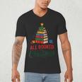 All Booked For Christmas Librarian Reader Xmas Pajama Men's V-Neck T-Shirt