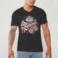 All Booked For Valentine's Coquette Bow Books Teacher Girly Men's V-Neck T-Shirt