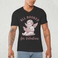 All Booked For Valentines Cute Cherub Vintage Book Lover Men's V-Neck T-Shirt