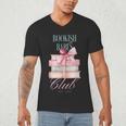 Bookish Babes Club Cute Pink Book Stack With Bow Men's V-Neck T-Shirt Bookish Babes Club Cute Pink Book Stack With Bow Men's V-Neck T-Shirt