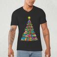 Bookmas Christmas Book Tree Book Lover English Teacher Men's V-Neck T-Shirt Bookmas Christmas Book Tree Book Lover English Teacher Men's V-Neck T-Shirt