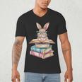 Books Bookworm Reader Book Cute Reading Bunny With Glasses Men's V-Neck T-Shirt Books Bookworm Reader Book Cute Reading Bunny With Glasses Men's V-Neck T-Shirt