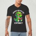Books Never Go Extinct Reading Dinosaur Bookish Nerdy Men's V-Neck T-Shirt