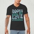Books Are My Love Language Retro Book Quote Men's V-Neck T-Shirt Books Are My Love Language Retro Book Quote Men's V-Neck T-Shirt