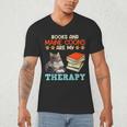 BOOKS AND MAINE COONS ARE MY THERAPY Main Coon Men's V-Neck T-Shirt BOOKS AND MAINE COONS ARE MY THERAPY Main Coon Men's V-Neck T-Shirt