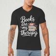 Books Are My Therapy Book Lover Coffee Books Flowers Bookish Men's V-Neck T-Shirt Books Are My Therapy Book Lover Coffee Books Flowers Bookish Men's V-Neck T-Shirt