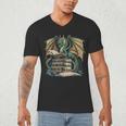 Bookworm Dragons Reading Book Dragons And Books Men's V-Neck T-Shirt Bookworm Dragons Reading Book Dragons And Books Men's V-Neck T-Shirt