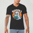 BOOOKS Cute Ghost Reading Books Halloween Men's V-Neck T-Shirt BOOOKS Cute Ghost Reading Books Halloween Men's V-Neck T-Shirt