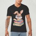 Bunny Rabbit Reading Books Rabbit Books Bunny Reader Men's V-Neck T-Shirt