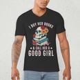 I Buy Her Books Call Her A Good Girl Book Lover Skull Men's V-Neck T-Shirt