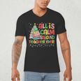 All Is Calm Said No Teacher Ever Book Christmas Tree Men's V-Neck T-Shirt