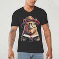 Capybara Bookworm Rodent Reading a Book Men's V-Neck T-Shirt