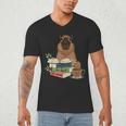 Capybara Glasses Reading Books Capybara Nerd Bookworm Men's V-Neck T-Shirt