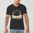 Cat On Open Book Mushrooms Ferns Dark Academia Men's V-Neck T-Shirt