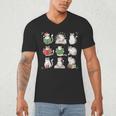 Cat Reading Book Funny Christmas Cat Book Lover Librarian Men Women Kids Men's V-Neck T-Shirt