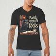 Cats And Books Book & Cat Lover Easily Distracted By Men's V-Neck T-Shirt Cats And Books Book & Cat Lover Easily Distracted By Men's V-Neck T-Shirt